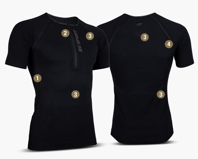 T-shirts RTECH EVO2 half zip black